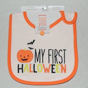 Baby First Halloween Bib Bats Jack O Lantern Unisex Boy Girl Water Resistant NEW